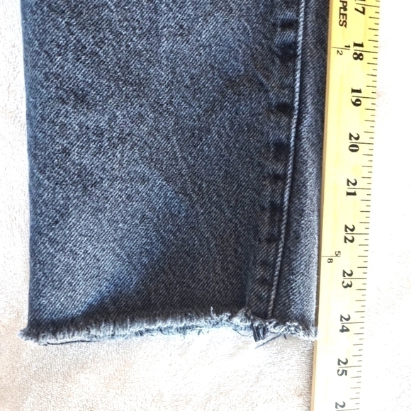 PacSun High Rise Straight Distressed Black Button Fly Jeans  Raw Hem Size 24 EUC - Picture 10 of 11